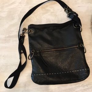 Black leather crossbody purse